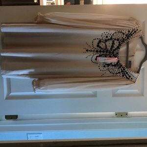 Short off white dress with black beading